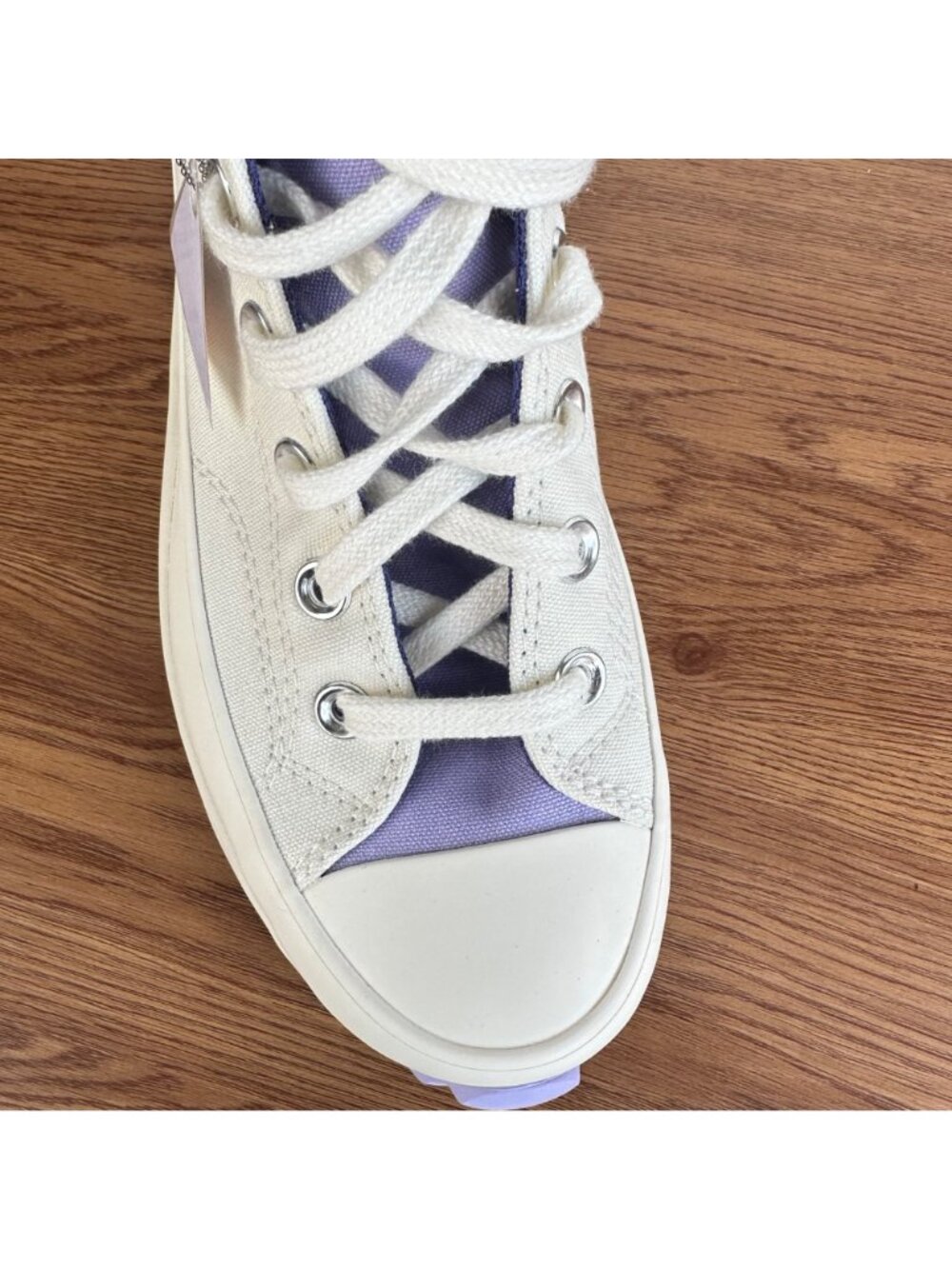 ⭐Converse Run Star Hike Hi Platform 7.5 Women Shoes Sneakes Beige Purple A16188C - Picture 12 of 14